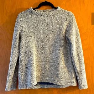 Loft Dark Blue and White Funnel Neck Long Sleeve Dressy Sweatshirt, Women’s XS